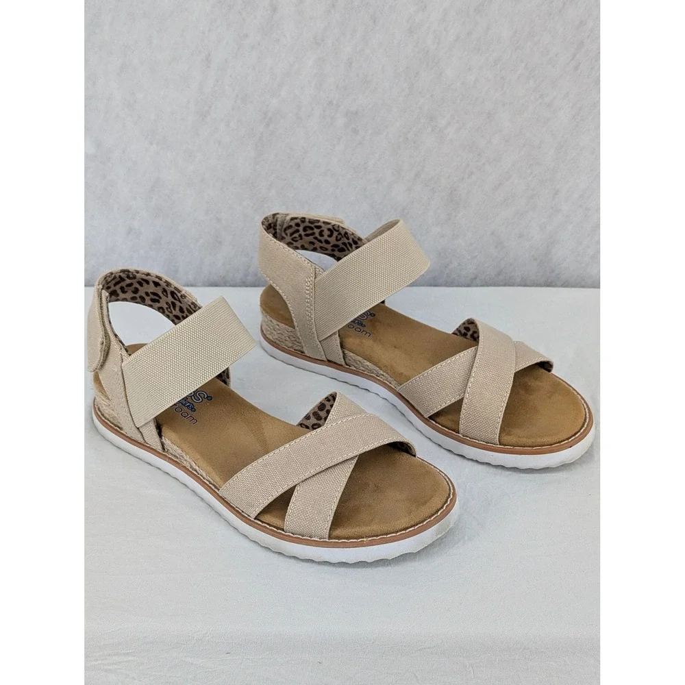 BOBS Skechers Desert Kiss Sandals Natural Beige Wmns 6 Neutral Earthy Espadrille